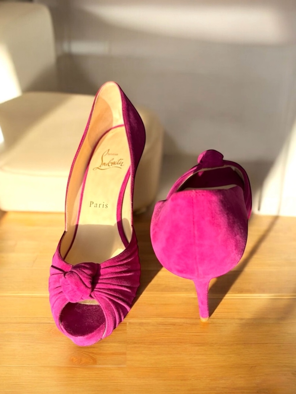 Christian Louboutin Pink Suede Pumps Heels
